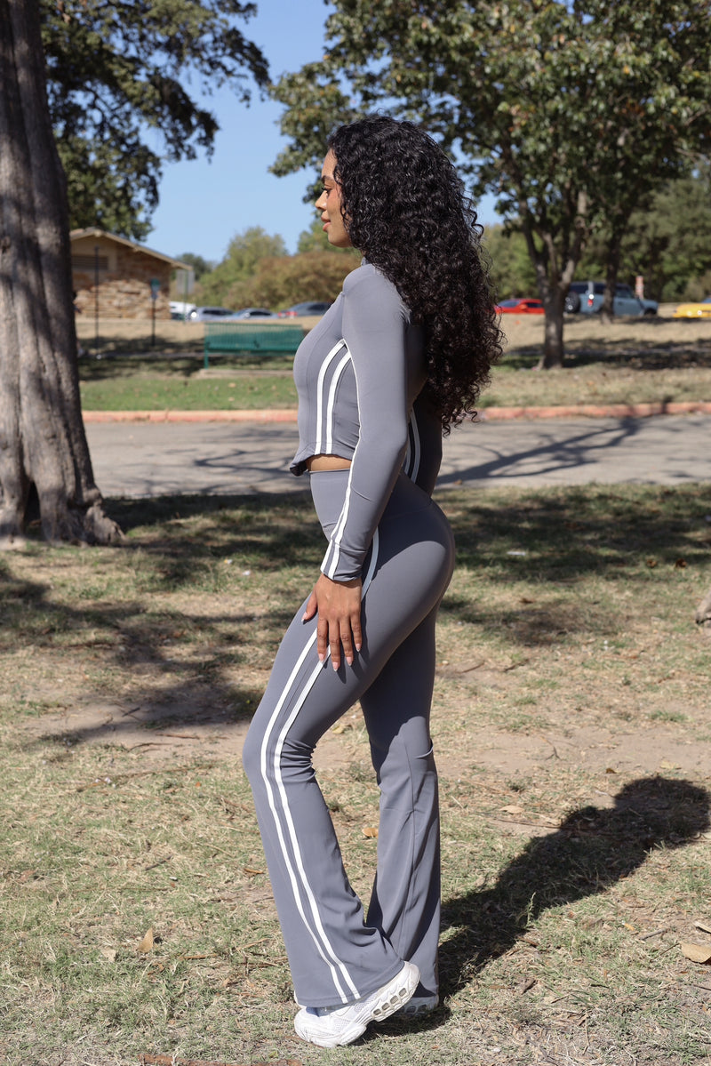 COOL GREY STRIPED FLARE SET