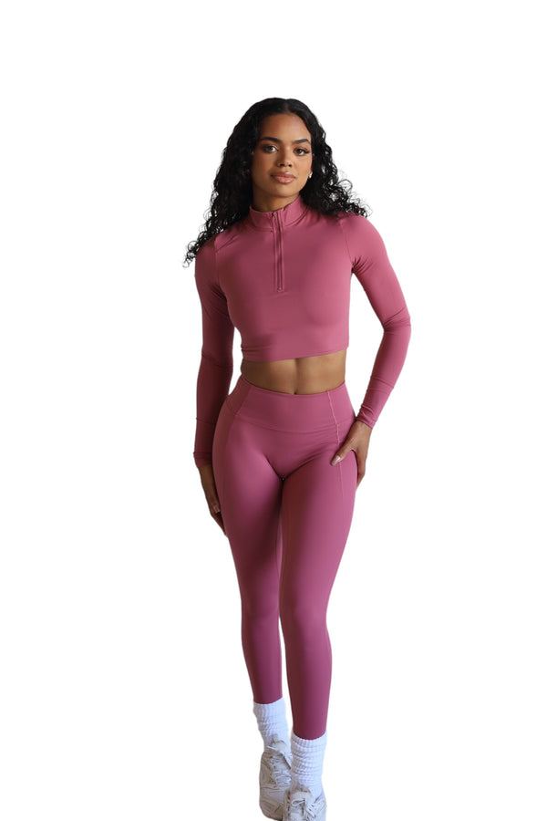 PEARL PINK HALF ZIP COMPRESSION SET