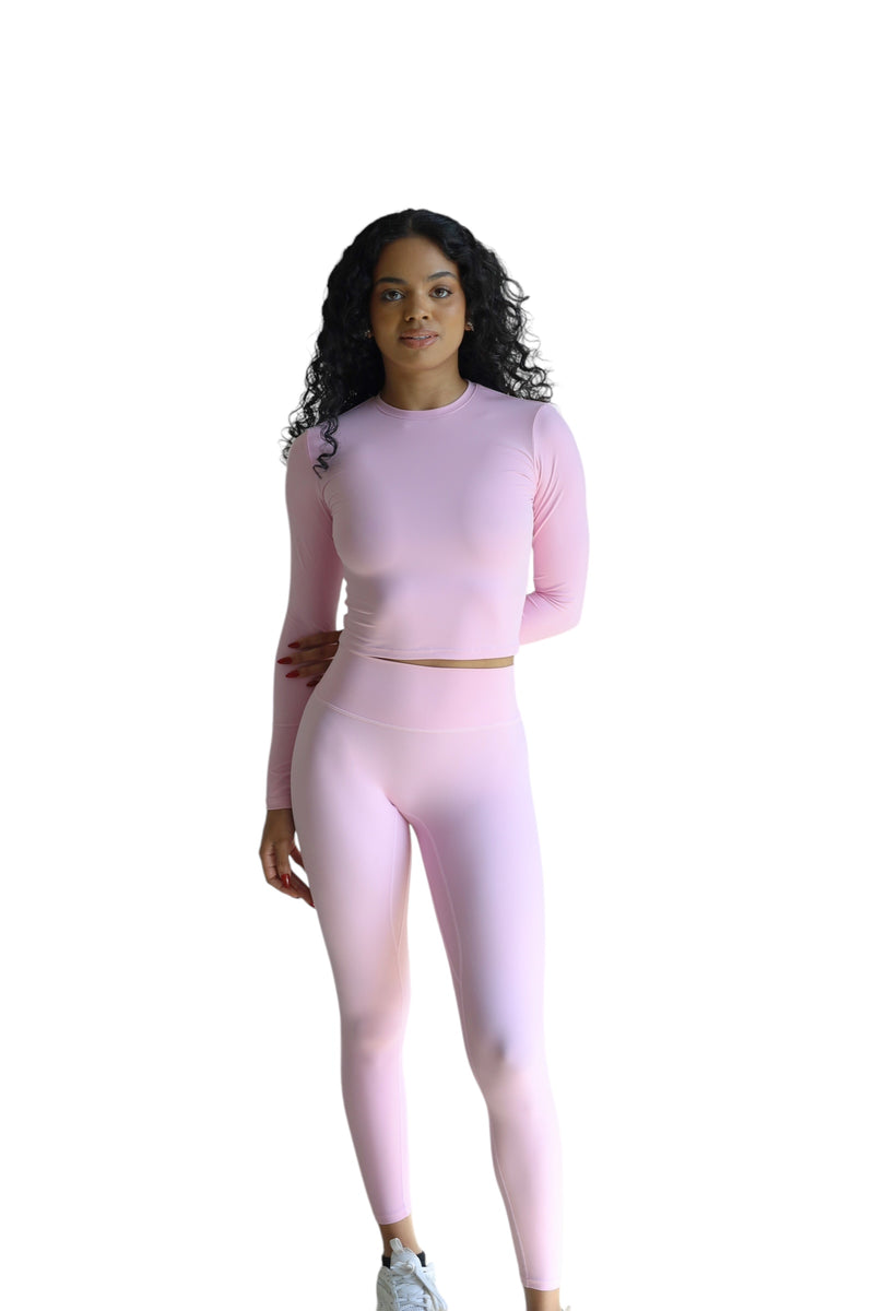 PASTEL PINK LONG SLEEVE TEE COMPRESSION SET