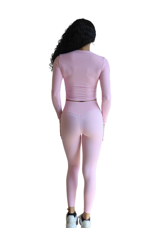 PASTEL PINK LONG SLEEVE TEE COMPRESSION SET