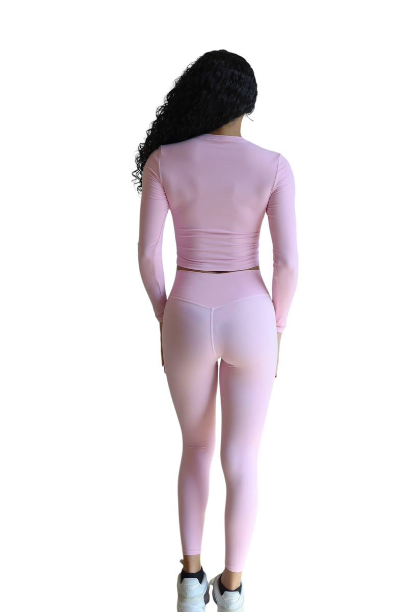 PASTEL PINK LONG SLEEVE TEE COMPRESSION SET