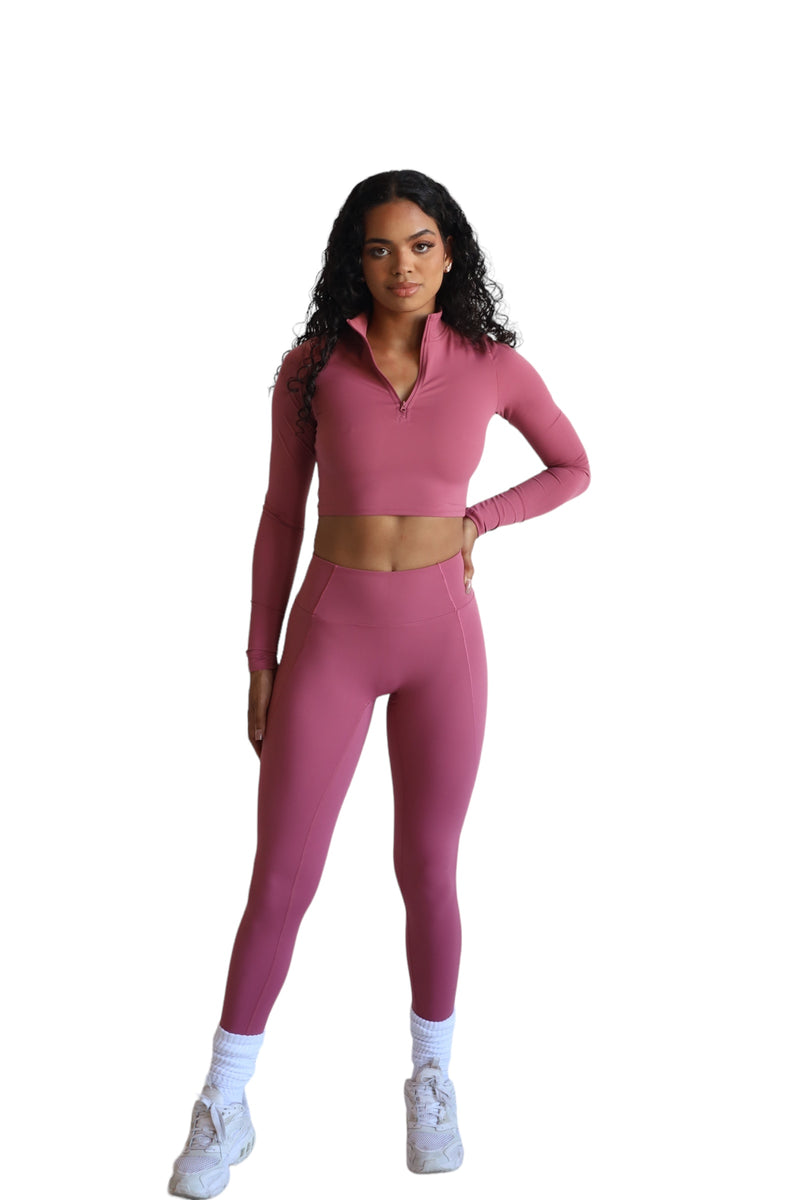 PEARL PINK HALF ZIP COMPRESSION SET